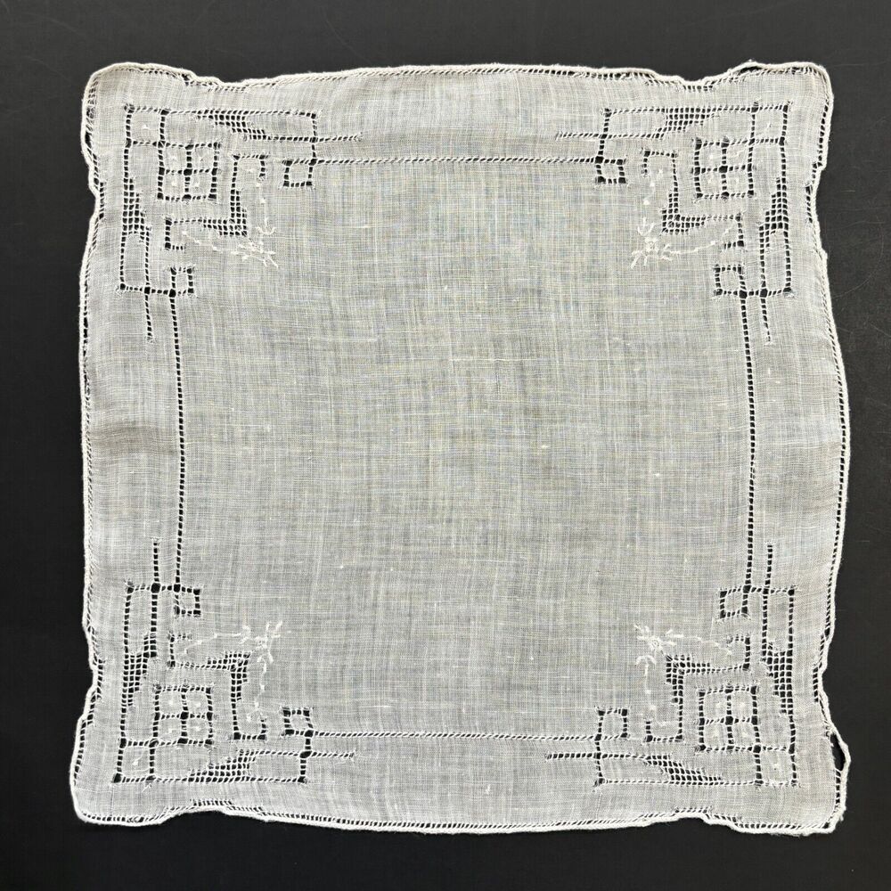 Embroidered Pulled Thread Wedding Handkerchief Br… - image 5